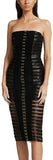 Black Strapless Hook-Eye Button Dress