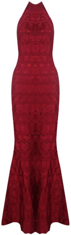 Halter Zig-Zag Design Maxi Bandage Dress