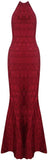 Halter Zig-Zag Design Maxi Bandage Dress