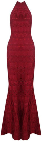 Halter Zig-Zag Design Maxi Bandage Dress
