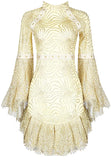 Gold Glittered Flared Mini Skater Dress