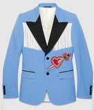 Embroidered Jacket with Fringe in Blue - DESIGNER INSPIRED FASHIONS