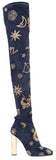 Gold Threaded Zodiac Over-the-Knee Boots - DESIGNER INSPIRED FASHIONS