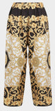 Gold Hibiscus Print Silk Twill Blouse and Cropped Trouser Set | DESIGNER INSPIRED FASHIONS
