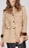 Mink Fur-Trim Short Parka Coat