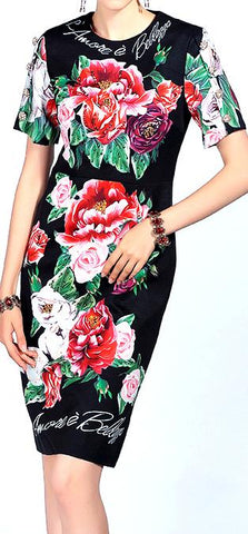 Floral Print Embellished Dress