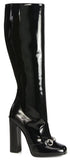 'Lillian' Horsebit Black Patent Leather Knee-High Boots - DESIGNER INSPIRED FASHIONS