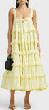 Tiered Cotton Midi Dress, Yellow | DESIGNER INSPIRED FASHIONS