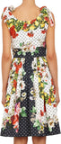 Floral & Polka Dot Printed Poplin Dress - DESIGNER INSPIRED FASHIONS