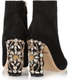 Crystal-Embellished Suede Ankle Boots