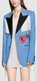 Embroidered Jacket with Fringe in Blue - DESIGNER INSPIRED FASHIONS