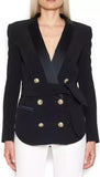Double Breasted Satin Lapel Blazer - Pink, Black or White