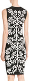Floral Embroidered Intarsia Dress-Black