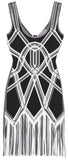 'Charoletta' Basket Weave Fringe Jacquard Dress - DESIGNER INSPIRED FASHIONS