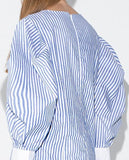 Puff-Sleeved Stripe Blouse - DESIGNER INSPIRED FASHIONS