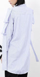 Layered-Sleeve Striped Asymmetric Shirt - DESIGNER INSPIRED FASHIONS