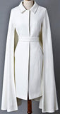 Belted White Cape-Coat - DESIGNER INSPIRED FASHIONS