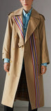 Striped Ribbon Gabardine Oversized Trench Coat