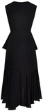 Black Ruched Peplum Asymmetrical Dress | DESIGNER INSPIRED FASHIONS
