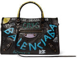 Small Classic City Printed Textured-Leather Tote