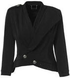 Asymmetric Cropped Jacket in Black - DESIGNER INSPIRED FASHIONS