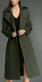 Long Wrap Coat in Army Green - DESIGNER INSPIRED FASHIONS