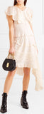 Asymmetric Lace-Trimmed Silk Midi Dress