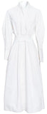 Fitted-Waist Midi Shirt-Dress, White