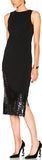 Black Sequin-Paneled Stretch Dress