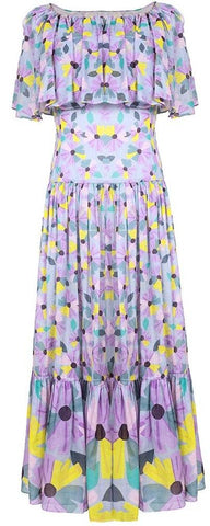 Draped Floral Midi Dress