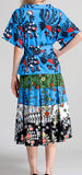 Printed Top and Paneled Printed Skirt Set