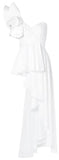 Paso Doble One-Shoulder Ruffled Poplin Top - Red or White