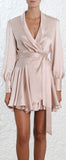 Wrap Mini Dress, Beige