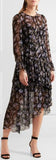 Ruffled Floral Print Silk Georgette Dress