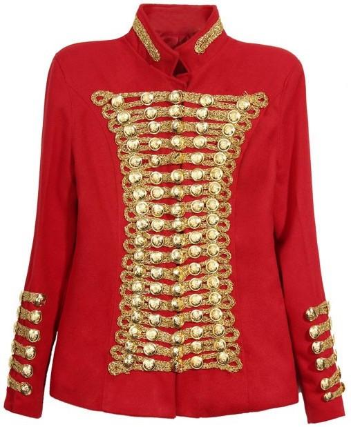 Chain Embellished Jacket in Red - DESIGNER INSPIRED FASHIONS
