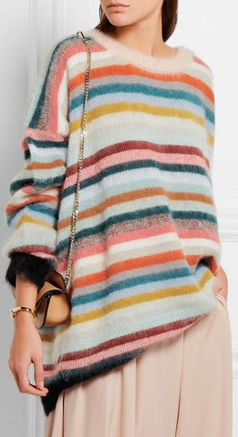 Oversized Colorful Striped Knit Sweater - DESIGNER INSPIRED FASHIONS