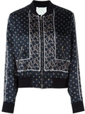 Foulard Printed Satin Bomber Jacket in Deep Blue - DESIGNER INSPIRED FASHIONS