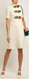 Rose-Embellished High-Neck Dress