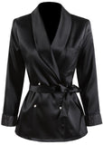 Crystal-Cuff Black Satin Jacket | DESIGNER INSPIRED FASHIONS