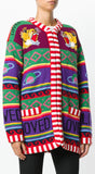 Tiger Instarsia Knit Cardigan Sweater