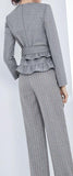 Ruffle Belted Top & Pin Stripe Pant Set