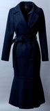 Double-Breasted Wool Coat with Flared Hem in Deep Blue - DESIGNER INSPIRED FASHIONS
