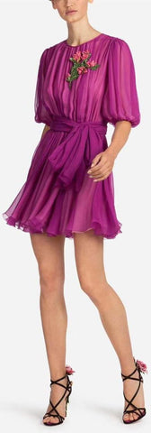 Ruched Mini Dress with Applique