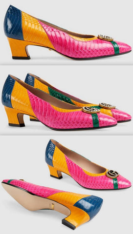 Snakeskin Pump with Crystal Double G