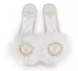 Maribou Trimmed Mules - Pink or White