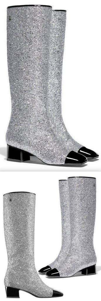 Glitter High Boots, Silver