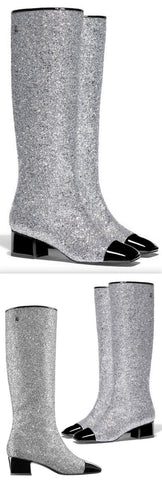 Glitter High Boots, Silver
