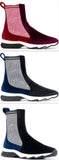 Paneled Two-Tone Ankle Boots - Red & Burgundy or Black & Blue