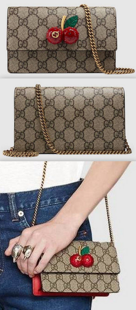 GG Supreme Mini Bag with Cherries