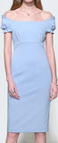 Off-the-Shoulder Sheath Dress, Light Blue